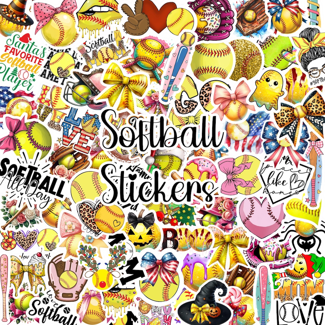 Sofball Ribbon Sticker Softball Sticker Packs, 2 Inch Party Favors - Etsy