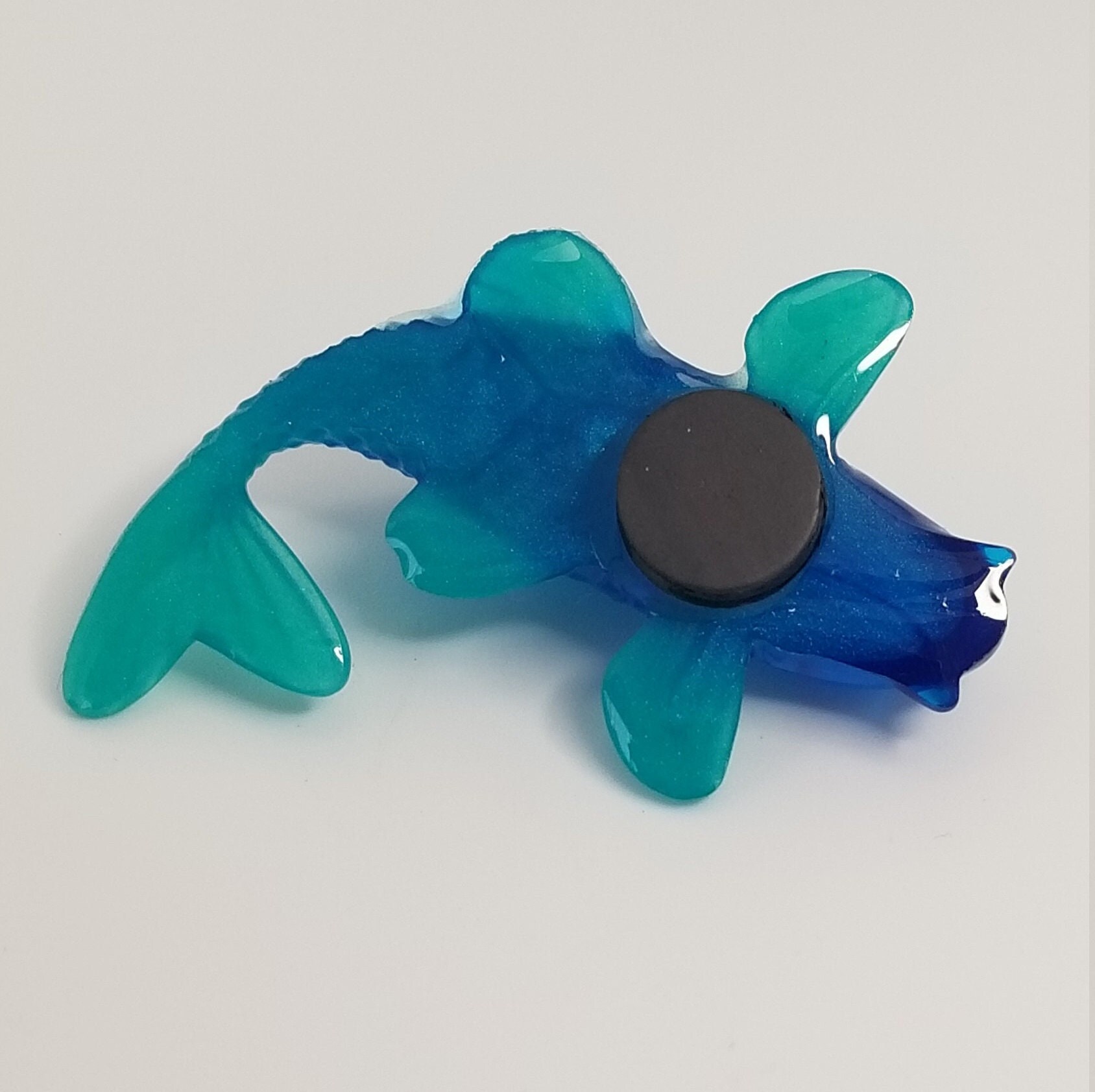 Blue Epoxy Resin Koi Fish Magnet Set Original Handmade aqua Wave Pair ...