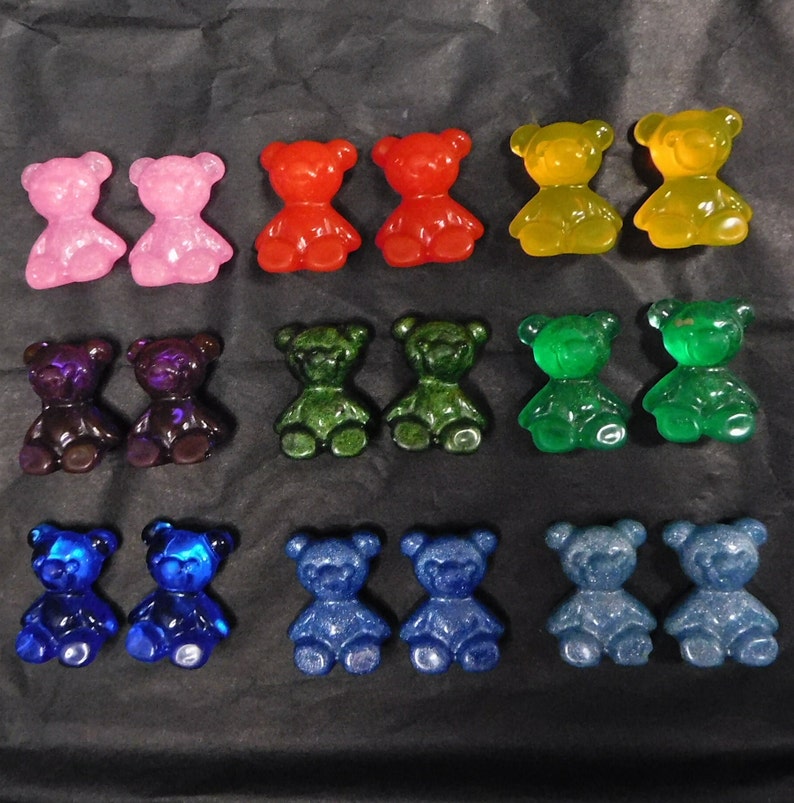 Simple Gummy Bear Stud Earring Epoxy Resin Kids Jewelry Cartoon