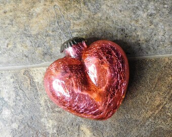 Upcycled Hand Painted Glass Heart Hanging Ornament Romantic Valentine Decoration Home Décor