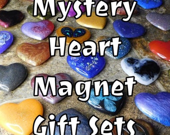 Epoxy Resin Heart Refrigerator Magnet Mystery Gift Box ( 1pc/2pc/3pc) Unique Colorful Designs Fun Holiday Surprise Set