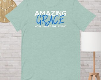 T-shirt Amazing Grace Hymn, uniseks christelijke kleding