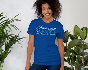 Amazing Grace, hoe zoet het geluid | Uniseks T-shirt | Zacht | Hymne | Geloof | Comfortabel