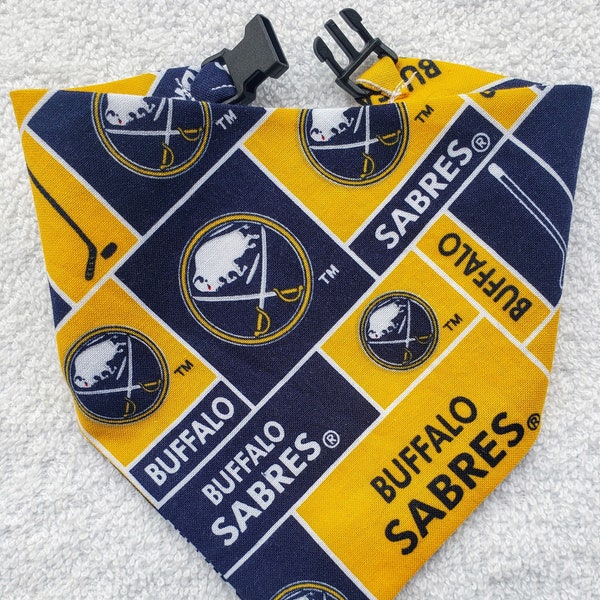 Buckle Dog Bandana Dog Pet Cat Bandanna BUFFALO SABRES Hockey nhl Print Handmade to Order + Personalize Name or Text