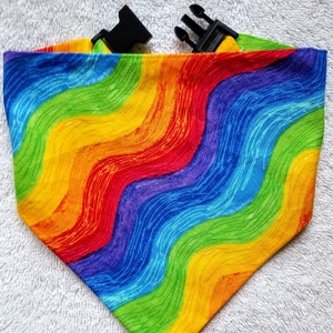 Buckle Dog Bandana Dog Pet Cat Bandanna Rainbow Handmade to Order + Personalize Name or Text