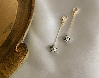 Handmade dalmatian stone drop earrings