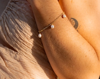 18k gouden zoetwaterparelarmband