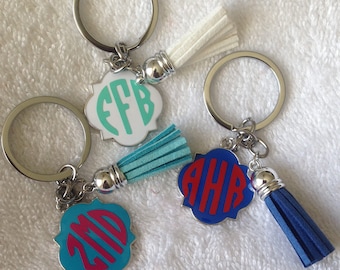 Monogrammed  Keychain | Tassel Keychain | Monogram Tassel Keychain | Quatrefoil Keychain | Gifts for Her | Gift for Mom | Keychain Fob