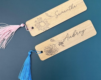 Personalized Birth Flower Bookmark | Custom Floral Bookmark | Unique Book Lover Gift, Birthday Gift | Personalized Floral Gift for Readers