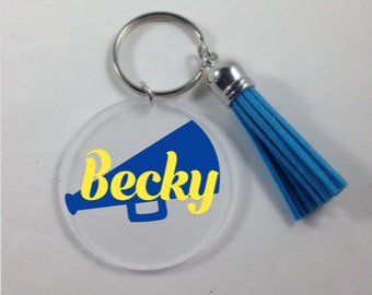 Megaphone Cheer Keychain w Tassel