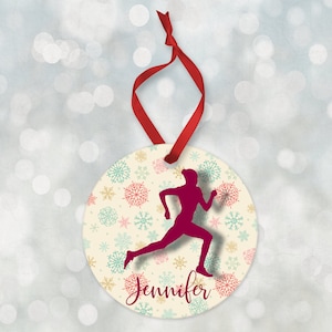 Female Runner Ornament, Sports Christmas Ornament 2024,Personalized Christmas Ornament, Personalized Runner Ornament, Track & Field Ornament