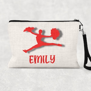 Personalisierte Cheerleader Make-up Tasche: Faux Burlap Zipper Pouch