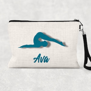 Personalized Gymnast Zipper Pouch: Faux Burlap Accessory Bag