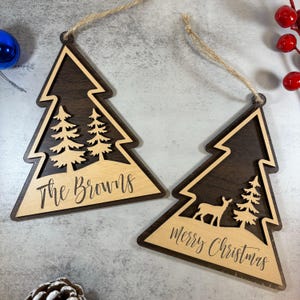 Personalized Woodland Ornament, Woodland Cabin Christmas Decor, Personalized Rustic Tree Ornament, Personalized Family Ornament, Ornament