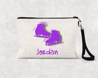Personalized Ice Skates Bag | Zipper Pouch | Ice Skating Team Gift | Make up Bag | Figure Skating | Accessory Pouch | Pencil Pouch | Skates