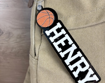 Personalized Acrylic Sports Keychain | Custom Basketball Bag Tag | Personalized Backpack ID Tag | Sports Team Gift | Basketball Backpack Tag