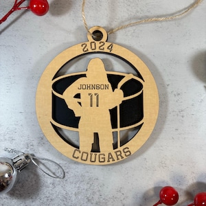 Personalized Ice Hockey Ornament, Custom Name Hockey Ornament,Female Hockey Player, Custom Ice Hockey Ornament, Sports Team Gift, Coach Gift