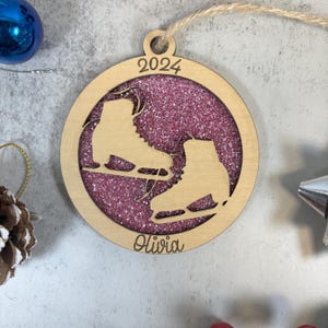 Custom Ice Skating Ornament | Personalized Figure Skater Gift | 3D Laser Cut Skating Ornament | Wood or Acrylic | Personalized Skater Gift