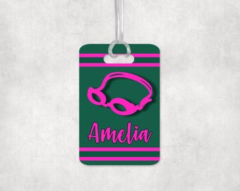 Personalized Swim Bag Tag, Swim Name Keychain, Swim Team Gift, Swimmer Gift, Personalized Swim Team Keychain, Sports Bag Tags, Swim Meet