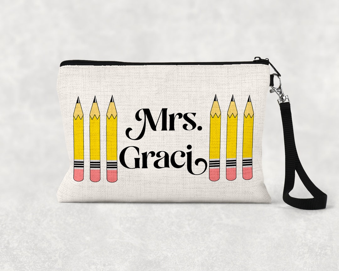 Personalized Teacher Gift Makeup Bag, Faux Burlap Zipper Pouch - Etsy