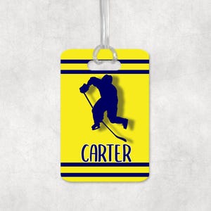 Personalized Male Ice Hockey Player Bag Tag, Ice Hockey Keychain, Backpack Tags, Sports Tag, Sport Keyrings, Personalized Ice Hockey Tag