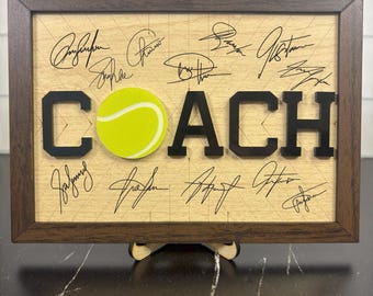 Personalisierte Tennis-Trainer Geschenk | Co-Trainer-Anerkennungsgeschenk | Benutzerdefinierter Trainer-Geschenkrahmen - signierbares Teamgeschenk zum Saisonende