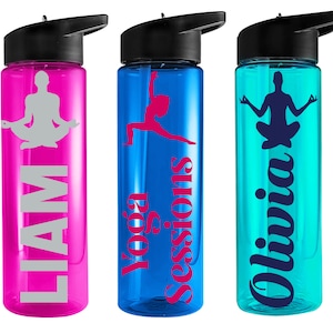 Personalized Yoga Water Bottle: 24 oz Tritan Plastic, Fitness Gift