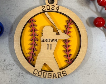 Personalisierte Softball-Verzierung, benutzerdefinierte Softball-Verzierung, Softball-Weihnachtsverzierung, Sport-Verzierung personalisiert, Sport-Team-Verzierung