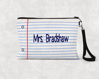 Personalized Teacher Gift Pouch, Notebook Design