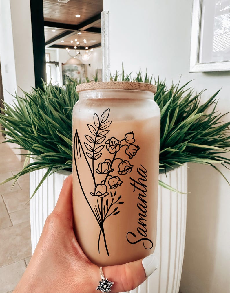 BeNiralu Birth Flower Glass Tumbler - Thumbnail 2