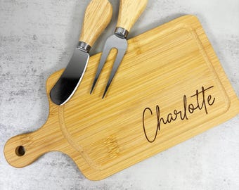 Set di mini taglieri per salumi personalizzati monodose - Tagliere in bambù inciso con manico, confezione regalo aziendale e per matrimonio personalizzata