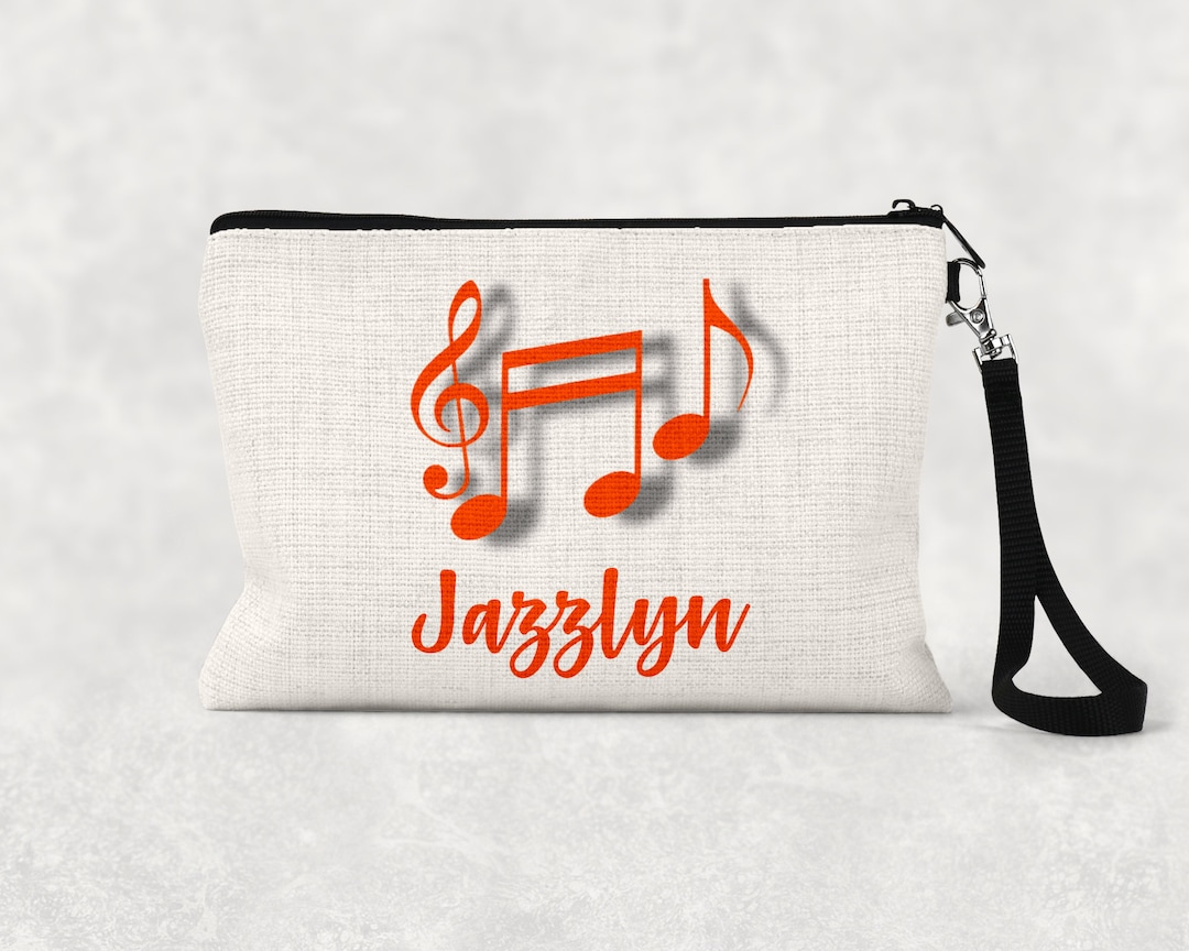 Personalized Music Notes Bag Music Make up Bag Zipper Pouch Gift for