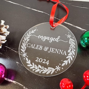 Engagement Christmas Ornament, Personalized First Christmas Keepsake, Engaged Christmas Gift 2024, Couple Gift, Our First Christmas, 2024