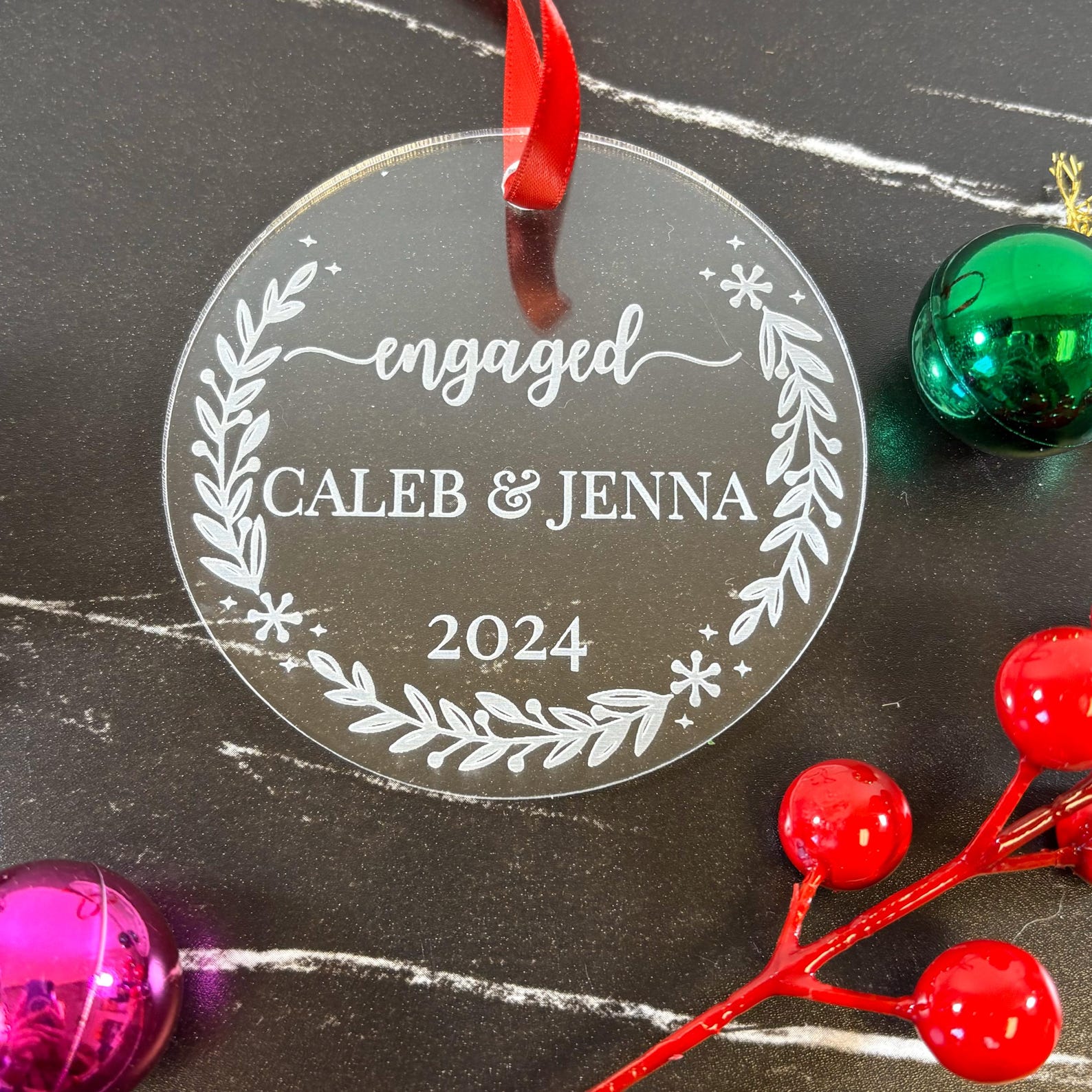 Buy Engagement Christmas Ornament, Personalized First Christmas