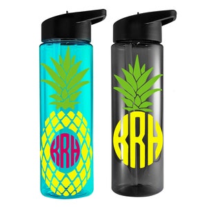 Personalized Pineapple Water Bottle: Monogrammed 24 oz Tritan Bottle