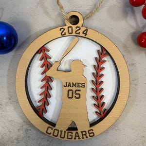 Personalized Baseball Ornament, Custom Baseball Ornament, Baseball Christmas Ornament, Sports Ornament Personalized, Sports Team Ornament