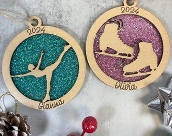 Personalisierte Eiskunstlauffigur | Lasergeschnittenes Holz oder Acryl, 3D
