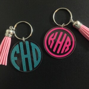 2" Acrylic Tassel  Keychain | Monogram Keychain | Acrylic Keychain | Bachelorette Gift | Graduation Gift | Monogrammed  Gift | Name Keychain