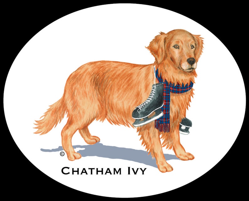 Preppy Dog Preppy Sticker Dog Sticker Car Sticker Golden Retriever Sticker Large Oval Laptop Sticker