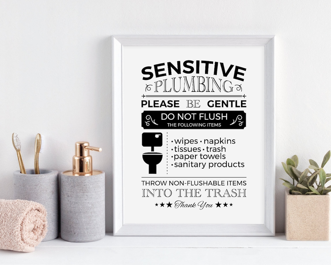 Flush Toilet Sign Septic System Sign Sensitive Plumbing Do Etsy