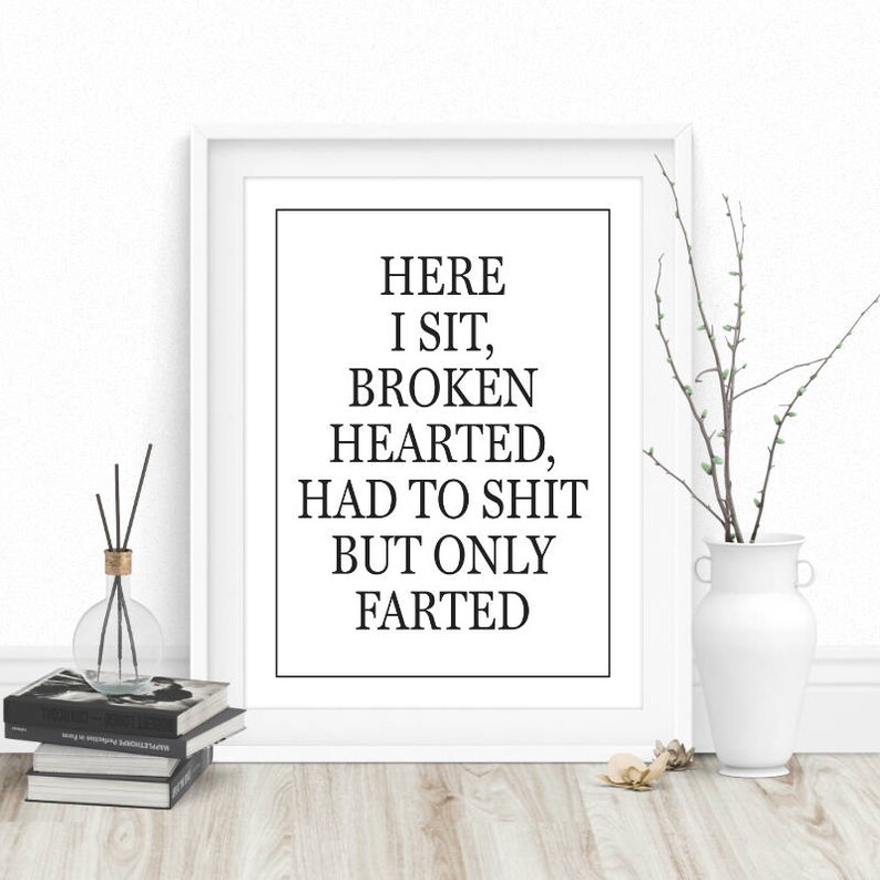 Funny Bathroom Signs Here I Sit Broken Hearted Funny | Etsy