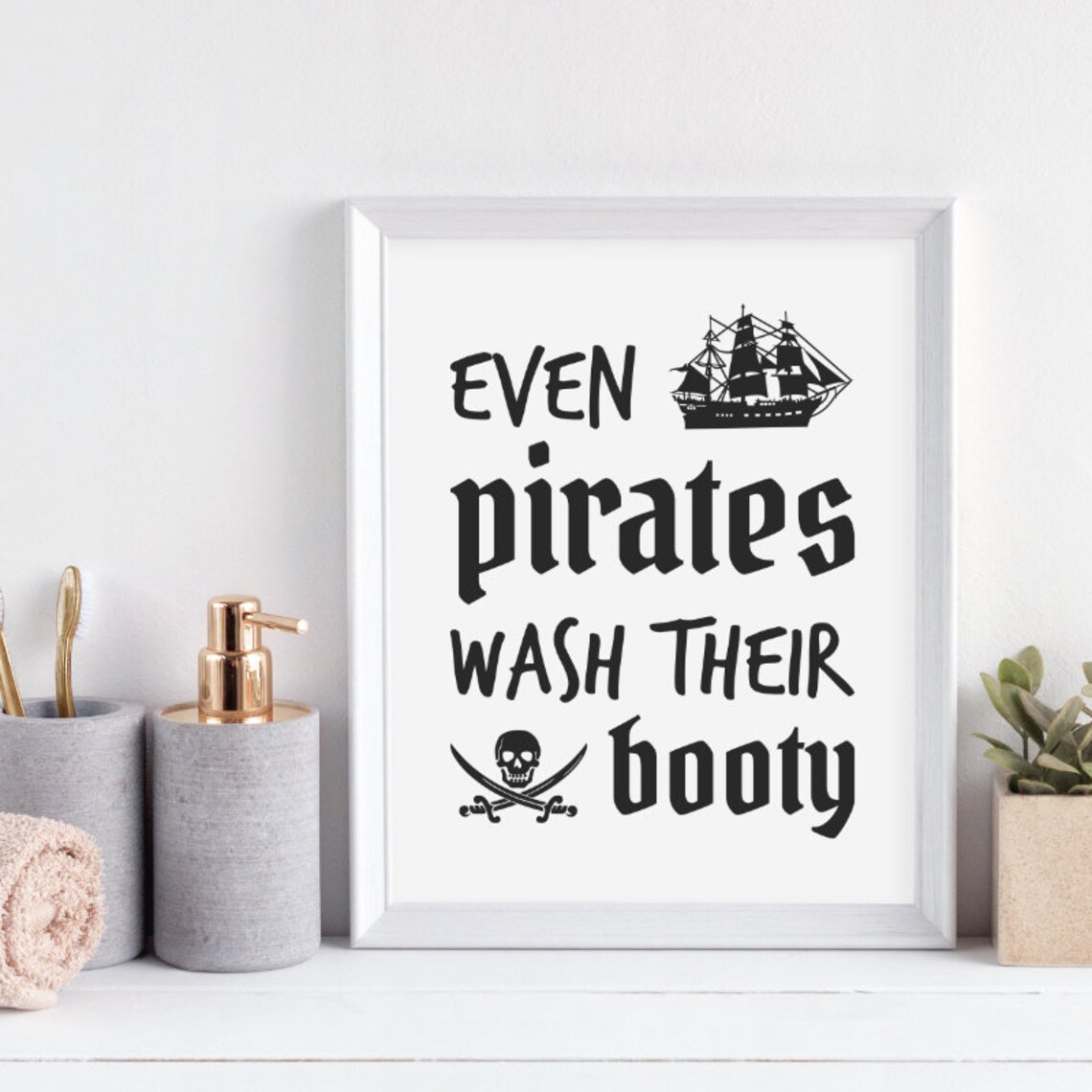 Pirate Bathroom Kids Bathroom Art Even Pirates Wash Their | Etsy