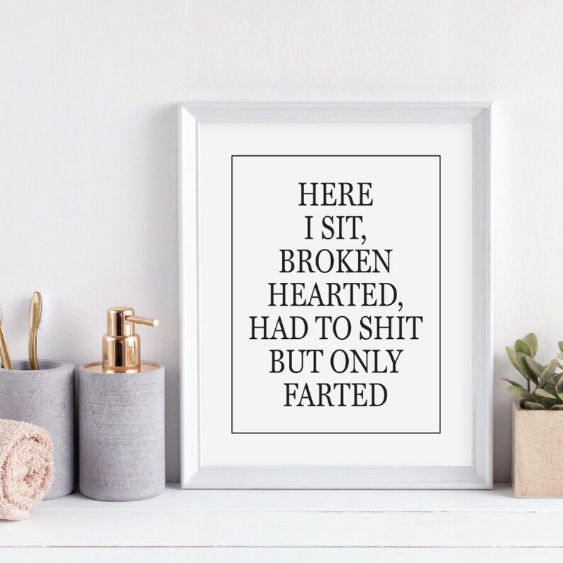 Funny Bathroom Signs Here I Sit Broken Hearted Funny | Etsy