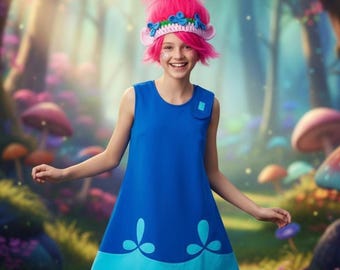 open lace back dress Trolls Poppy Deluxe Adult Costume, Large (12-14)