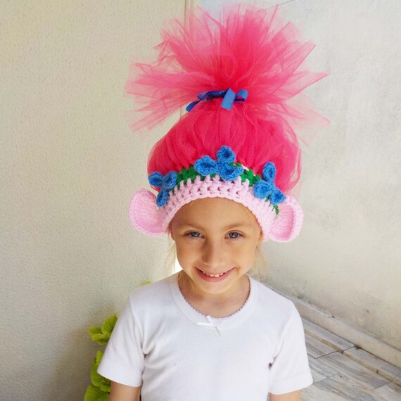 Crochet Troll Wig Costume Handmade Princess Poppy Hat Trolls