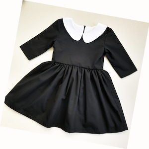 Wednesday Addams Costume For Women Girls Collar Black Dress Costume