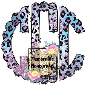 Iridescent, Leopard, Sublimation, Digital Download, Leopard Print, Monogram, PNG