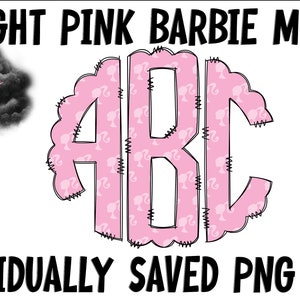 BARBIE, Light Pink, Sublimation, Digital Download, Monogram, BARBIE PNG