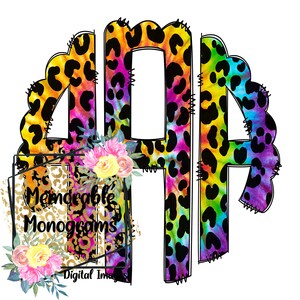 Rainbow, Tye Dye, Leopard, Sublimation, Digital Download, Leopard Print, Monogram, PNG