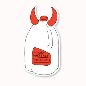 Sticker duivelse volle melk / 1,7 x 3 inch